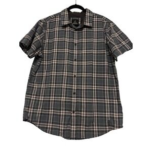 Prana Men Plaid Short Sleeve Button Large Shirt Outdoor Hiking Active